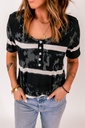 Black Buttoned Tie-dye Short Sleeve Top
