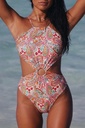 Multicolor Floral Print O-ring  /trajes de baño