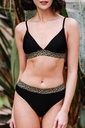 Black Leopard Splicing High Waisted Bikini/trajes de baño