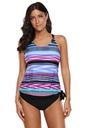 Striped Tie Dye Print Multicolor Two Piece /trajes de baño