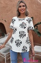 Distressed Crew Neck Leaves Pattern T-shirt