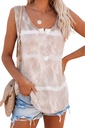 Khaki Tie Dyed Buttoned Round Neck Tank Top