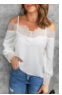 White Lace Cold Shoulder Blouse LC255610-1