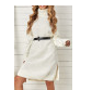 White Plain Turtleneck Sweater Dress