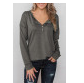 Gray Button Long Sleeve Knit Top