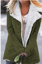 Green Gray Lapel Collar Button Fleece Jacket