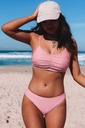 Pink Ruched Bikini Solid 2pcs /trajes de baño