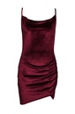 Wine Red Spaghetti Straps Ruched Velvet Bodycon Dress LC228849-3