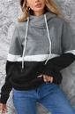 Black Drawstring Cowl Neck Colorblock Hoodie