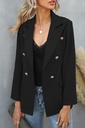 Black Double Breasted Lapel Long Sleeve Blazer