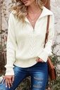 Apricot Zip Collar Drop Shoulder Knitted Sweater