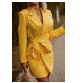 Yellow Long Sleeve Belted Blazer Dress