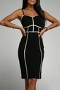 Black Color Block Spaghetti Straps Bodycon Dress