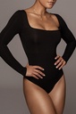Black Long Sleeve Square Neck Bodysuit