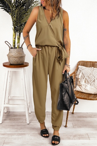 Khaki solid Jumpsuit