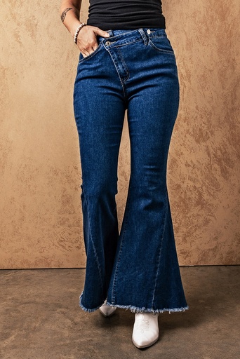 Blue asymmetric dark jeans