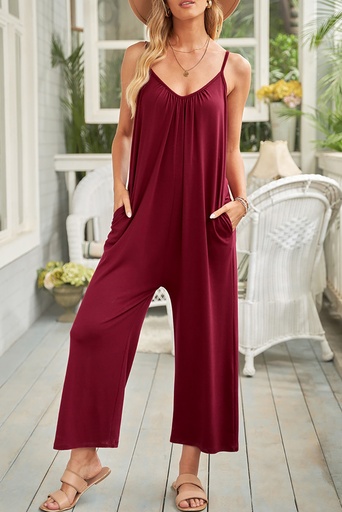 Red pocketed jumpsuit