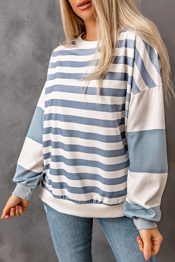 Striped Pullover Sweatshirt