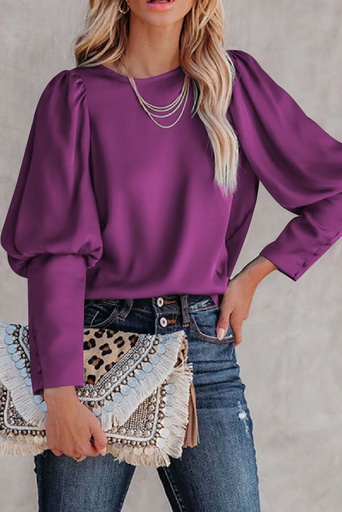 Purple Satin Buttoned bluza