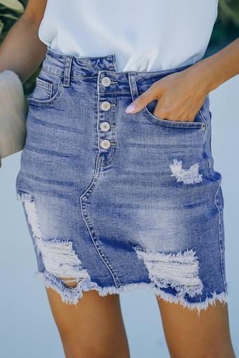 Abrasions Short Jeans Skirt