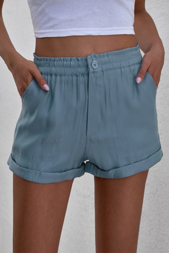 Cuffed Leg Opening Paper-bag Waist Casual Shorts
