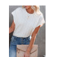 White Textured Knit Short Sleeve Top LC25119034-1