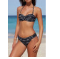 Black Boho Stripes Push up Bikini Set/trajes de baño