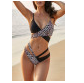 Leopard Printed Splicing Tie Bikini Set /trajes de baño
