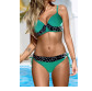 Green Wild Print Patchwork Colorblock Push up /trajes de baño