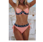 Pink Wild Print Patchwork Colorblock Push up Bikini/trajes de baño