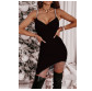 Black Strappy Rhinestone Tassel Mini Dress LC6114079-2