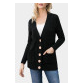 Black Buttons Pocket Knitted Open Front Sweater