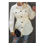 Beige Lapel Button-Down Coat with Chest Pockets