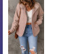 Pink Faux Shearling Lining Snap Button Suede