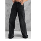 Black Vintage Washed Casual Wide Leg Jeans LC784007-2