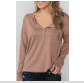 Khaki Button Long Sleeve Knit Top