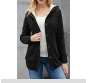 Fleece Hooded Black Button Cardigan Sweater