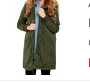Army Green Fur Trim Hooded Longline Coat