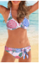 White Floral Print Halterneck 2 Piece/trajes de baño