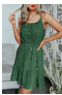 Green Swiss Dot Spaghetti Drawstring Mini Dress