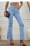 Sky Blue Wide Leg Split Hemline Flared Jeans