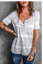 Gray Buttoned Tie-dye Short Sleeve Top