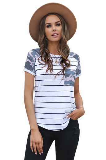 Striped Camo Pocketed Patch Tee