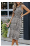 [solo talle XL] Leopard Print Cut-out Open Back High Waist Midi Dress