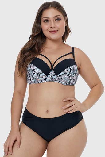 Floral Paisley Print Plus Size Swimwear/trajes de baño