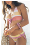 Striped Print Knotted Halter Neck Criss Cross Back /trajes de baño